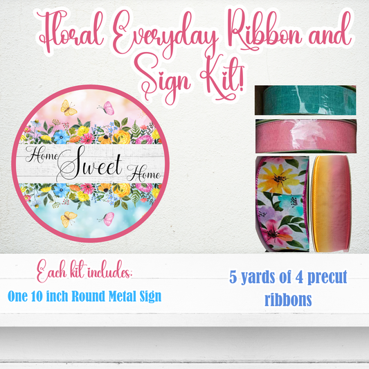 Floral Everyday Wreath Kit, Home Sweet Home Ribbon and Sign Bundle, Sugar Pepper Designs, Signs For Wreaths, Wreath Supplies, Wreath Kits