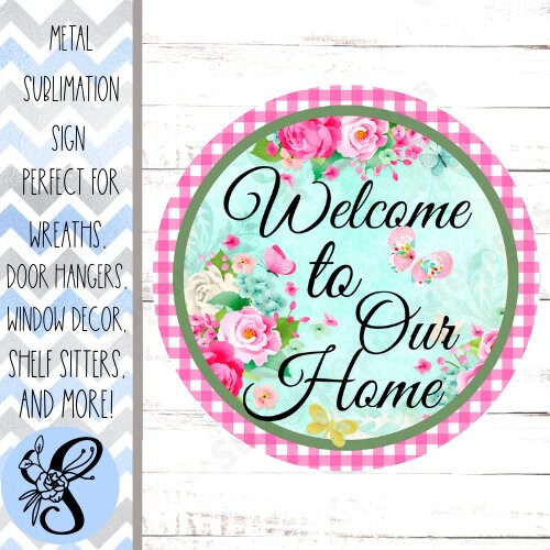 Wreath Sign, Welcome To Our Home Round Wreath Sign, Sign For Wreath, Sugar Pepper Designs, Wreath embellishments