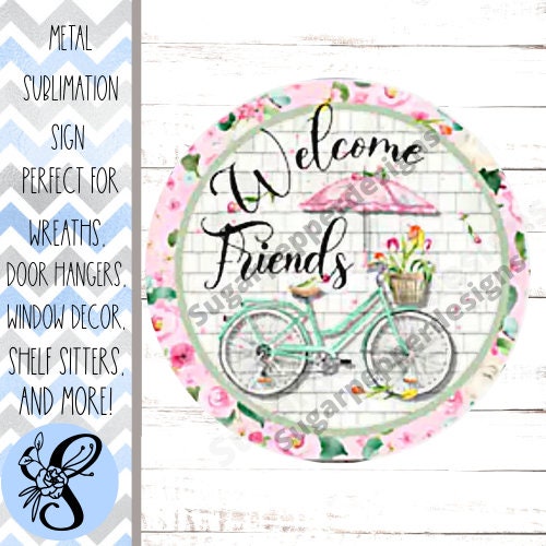 Wreath Sign, Round Wreath Sign, Spring Wreath Sign, Spring Sign for Wreath, Sugar Pepper Designs, Wreath embellishments