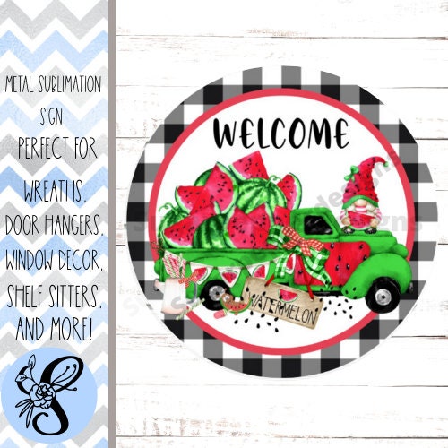 Wreath Sign, Watermelon Wreath Sign, Gnome Wreath Sign, Sugar Pepper Designs, Door Decor, Sign For Wreath