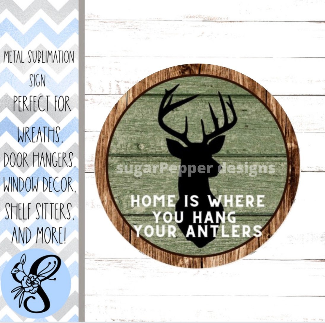 Wreath Sign, Deer Wreath Sign, Hunting Wreath Sign, Wildlife Sign, father's Day Sign, Sign Sugar Pepper Design Door Decor