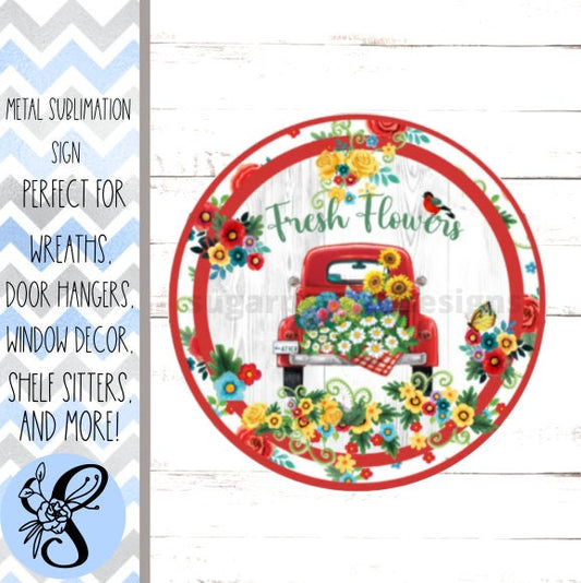 Wreath Sign, Fresh Flowers Summer Wreath Sign Sugar Pepper Design Door Decor.