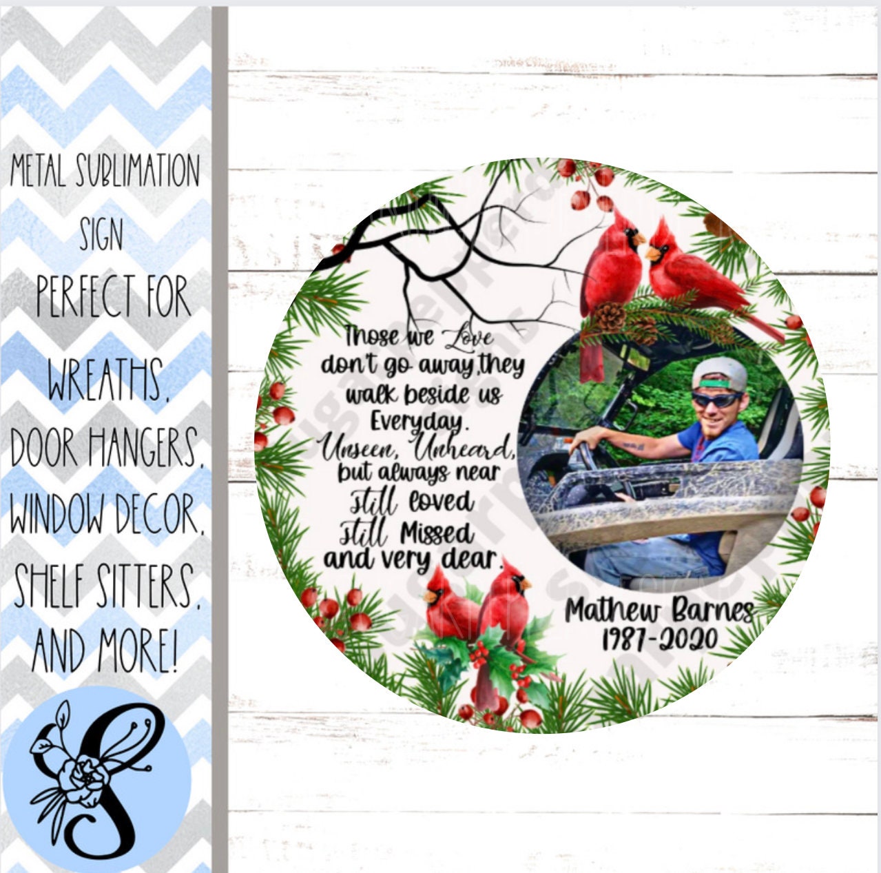 Personalized In Loving Memory Sign, Memoriam Christmas Ornament, Personalized Wreath Sign, Sugar Pepper Designs, Sign For Wreath