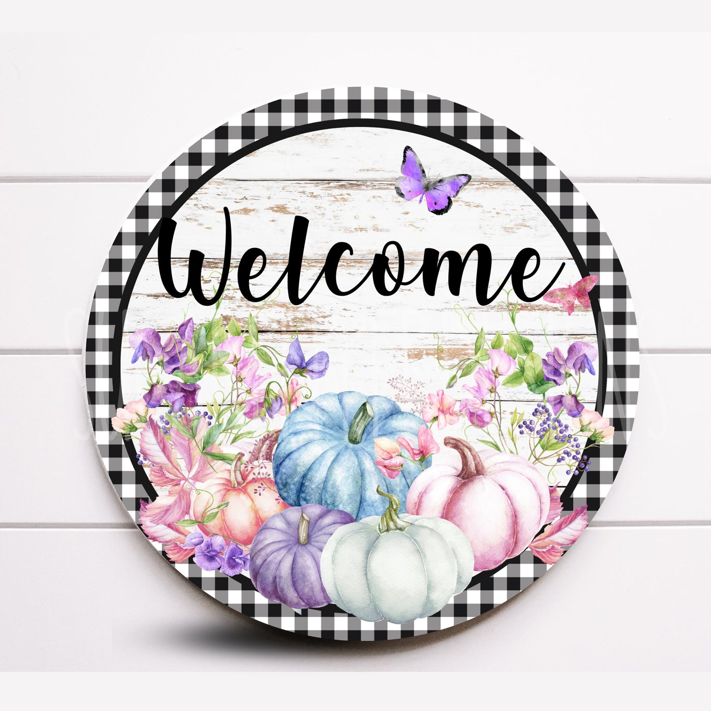 Wreath Sign, Fall Welcome Wreath Sign, Pastel Fall Pumpkin Wreath Sign, Sugar Pepper Designs, Sign For Wreath