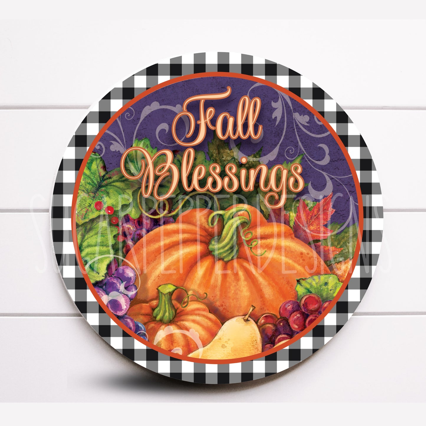 Wreath Sign, Fall Blessings Wreath Sign, Fall Wreath Sign, Pumpkin Wreath Sign, Sugar Pepper Designs, Sign For Wreath , Door Decor