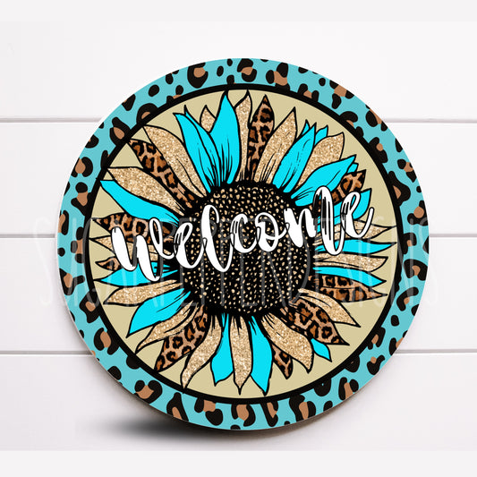 Wreath Sign, Welcome Leopard Sunflower Sign, Sunflower Wreath Sign, Sugar Pepper Designs, Sign For Wreath