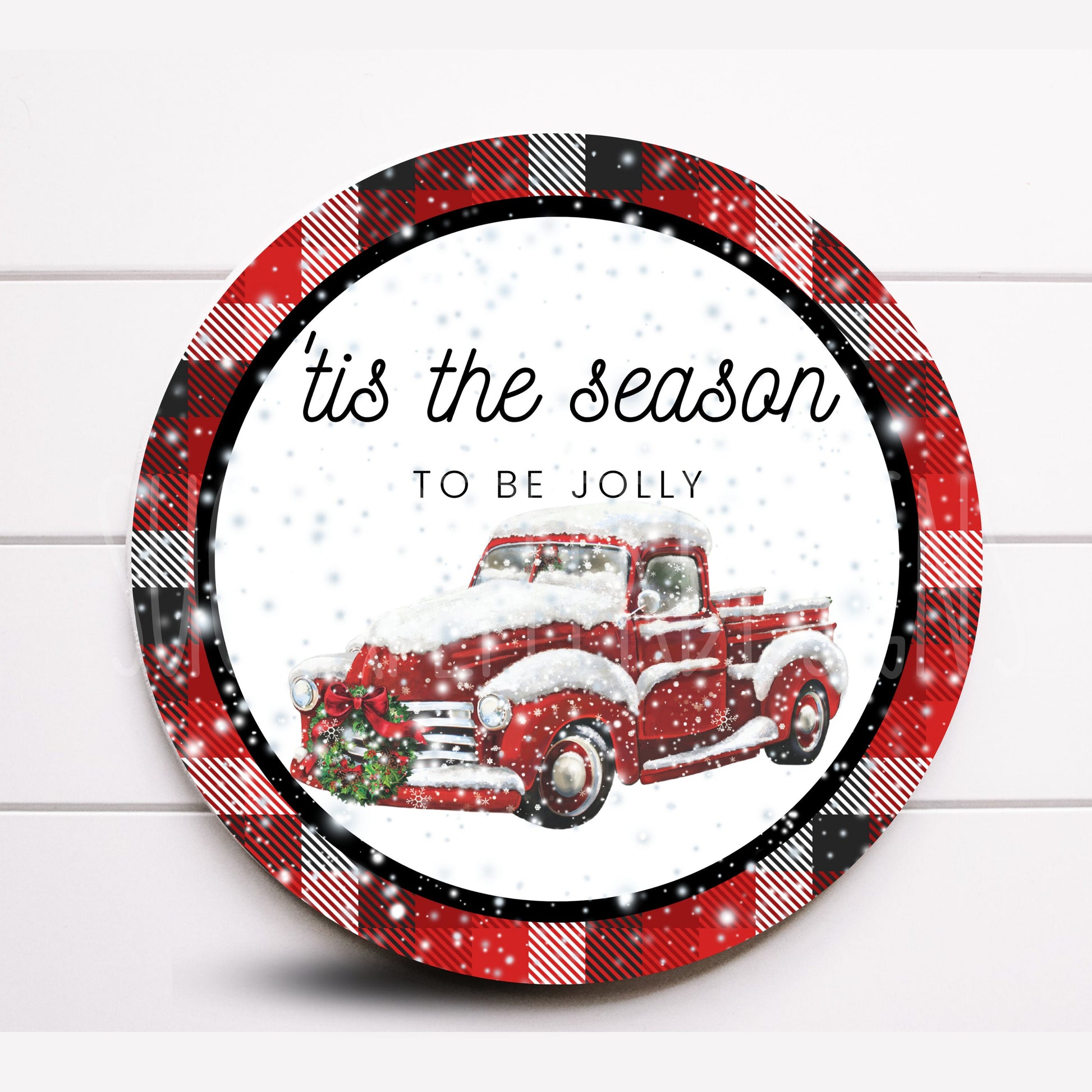 Wreath Sign, Christmas Truck Wreath Sign, Christmas Wreath Sign, Sugar Pepper Designs, Tis The Season Wreath Sign, Sign For Wreath