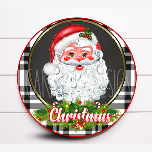 Wreath Sign, Santa Claus Wreath Sign, Retro Santa Christmas Wreath Sign, Christmas Supplies, Sign For Wreath, Sugar Pepper Designs