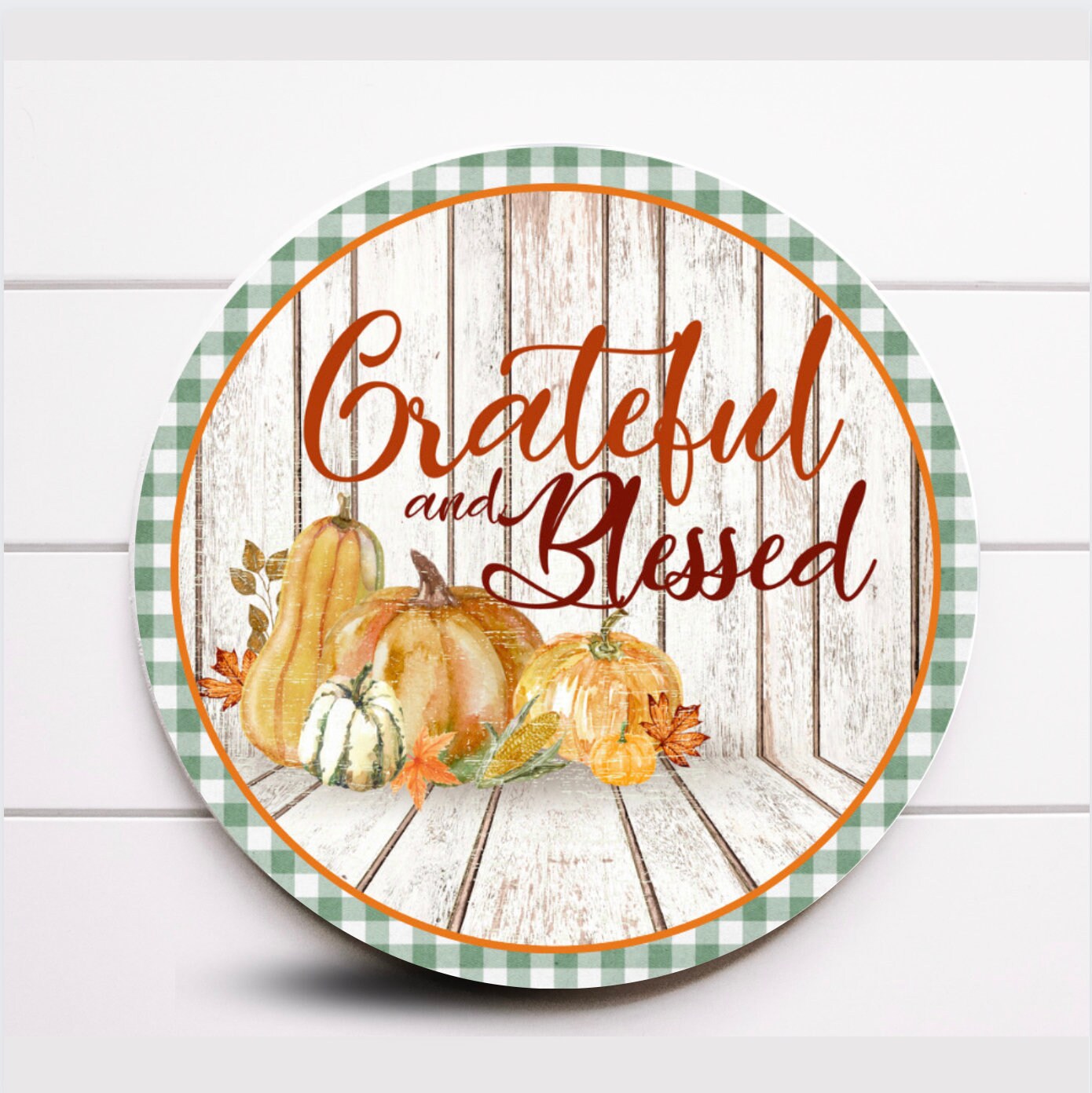 Wreath Sign, Fall Grateful and Blessed Wreath Sign, Autumn Wreath Sign, Sugar Pepper Designs, Sign For Wreath, Thanksgiving Supplies