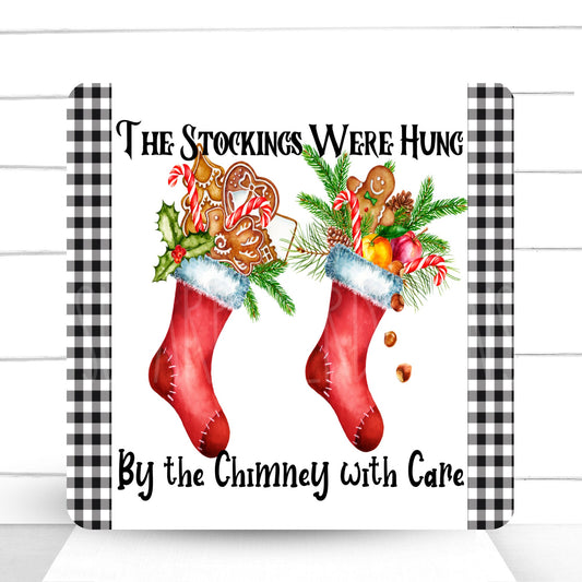 Wreath Sign, Christmas Stocking Wreath Sign, Traditional Christmas Wreath Sign, Sugar Pepper Designs, Door Décor, Sign For Wreath