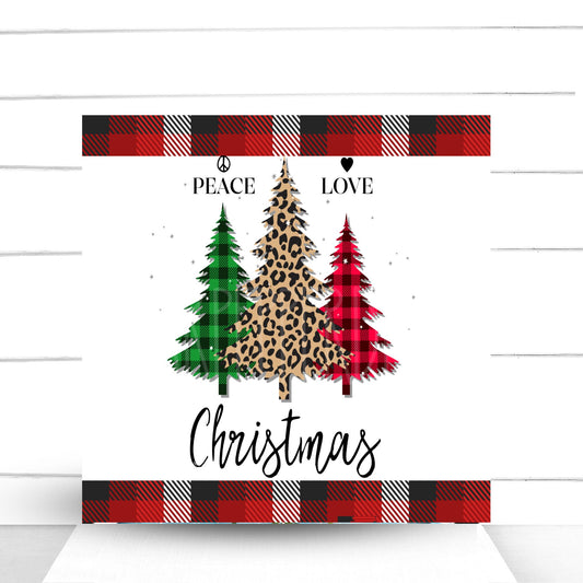 Wreath Sign, Plaid Christmas Tree Wreath Sign, Merry Christmas Wreath Sign, Sugar Pepper Design Door Décor Sign For Wreath