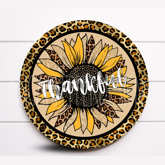 Wreath Sign, Thankful Fall Leopard Sunflower Sign, Sunflower Wreath Sign, Sugar Pepper Designs, Sign For Wreath