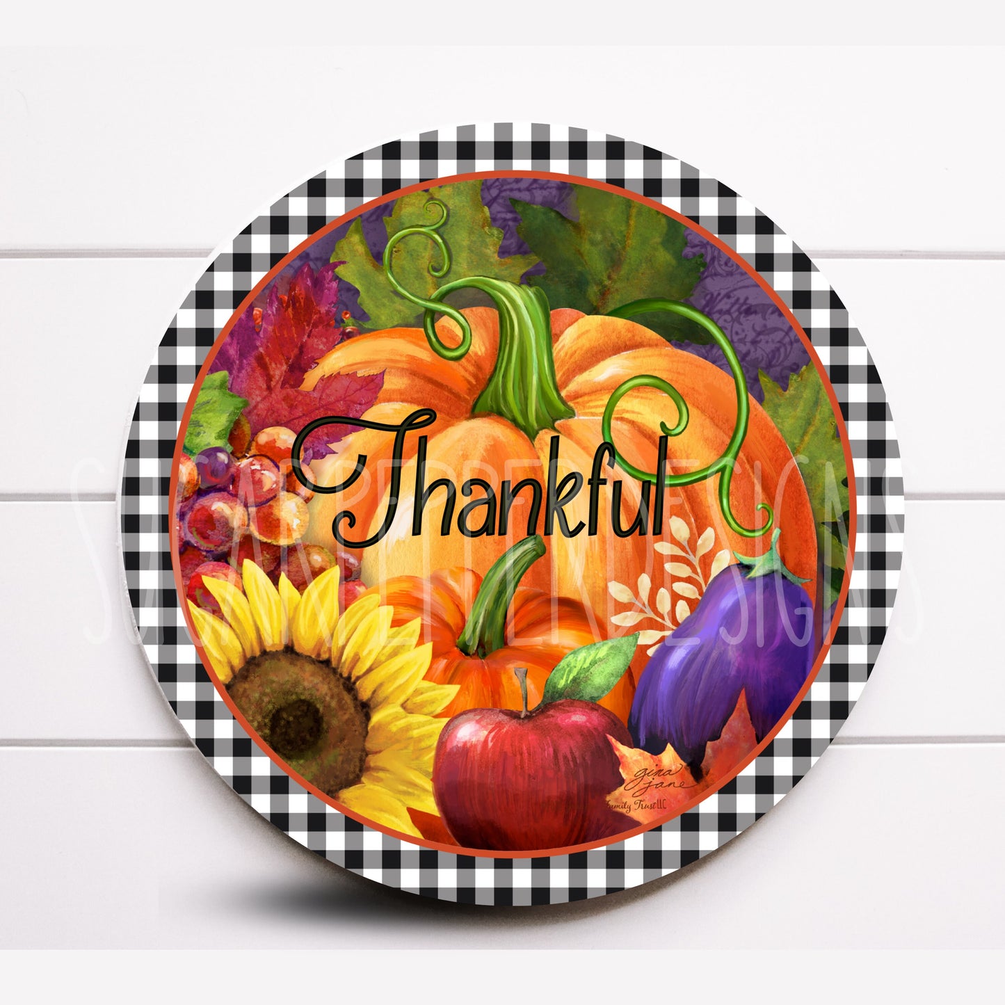 Wreath Sign, Thankful Wreath Sign, Fall Wreath Sign, Pumpkin Wreath Sign, Sugar Pepper Designs, Sign For Wreath , Door Decor