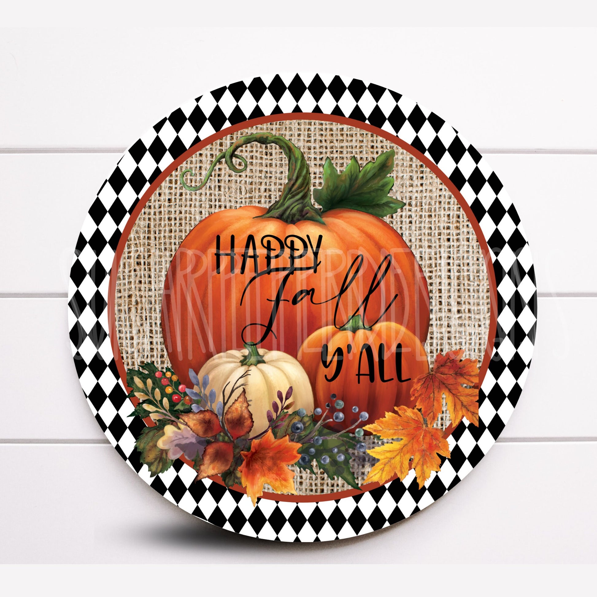 Wreath Sign, Happy Fall Ya’ll Round Metal Wreath Sign, Harvest Pumpkin Wreath Sign, Sugar Pepper Designs, Door Decor, Sign For Wreath