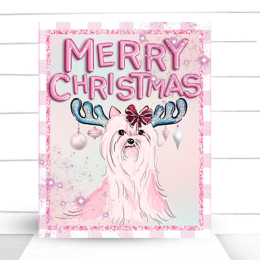 Wreath Sign, Pink Merry Christmas Dog Wreath Sign, Wreath Sign, Cute Christmas Door Decor