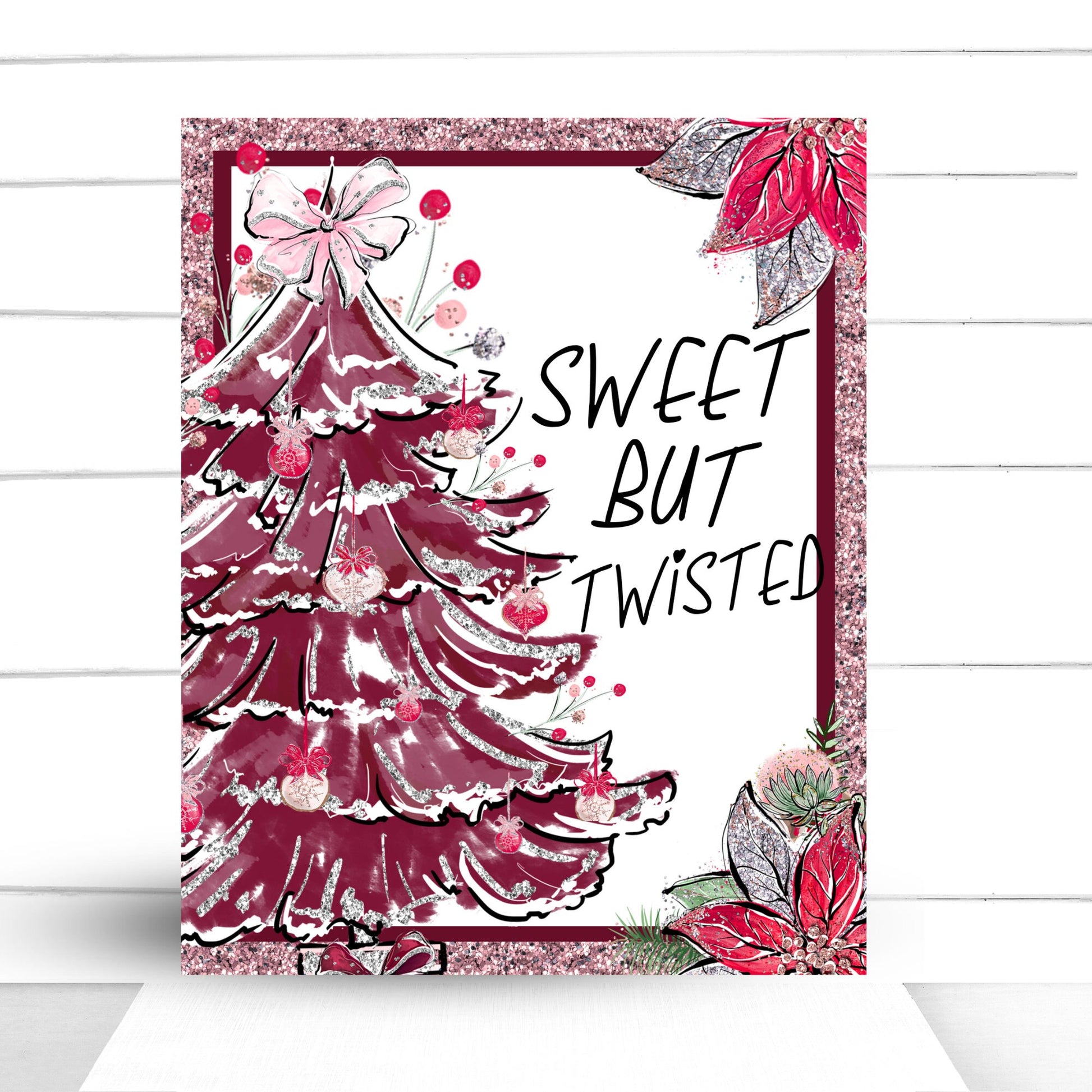 Wreath Sign, Sweet But Twisted Whimsical Christmas Wreath Sign, Wreath Sign, Cute Christmas Door Decor