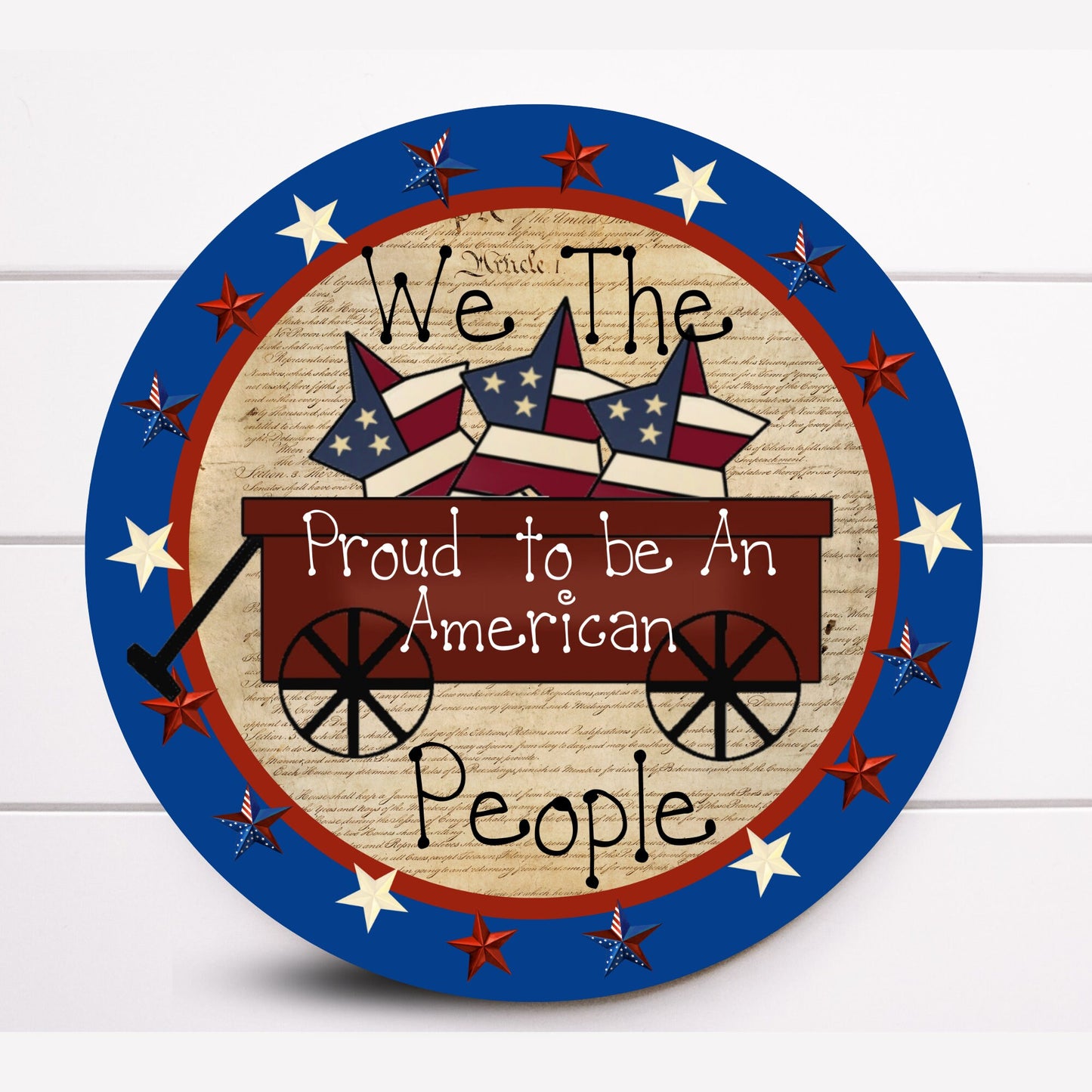 Wreath Sign, Proud To Be An American Round Patriotic Wreath Sign, Summer Wreath Sign, Sugar Pepper Designs, Door Decor, Sign For Wreath