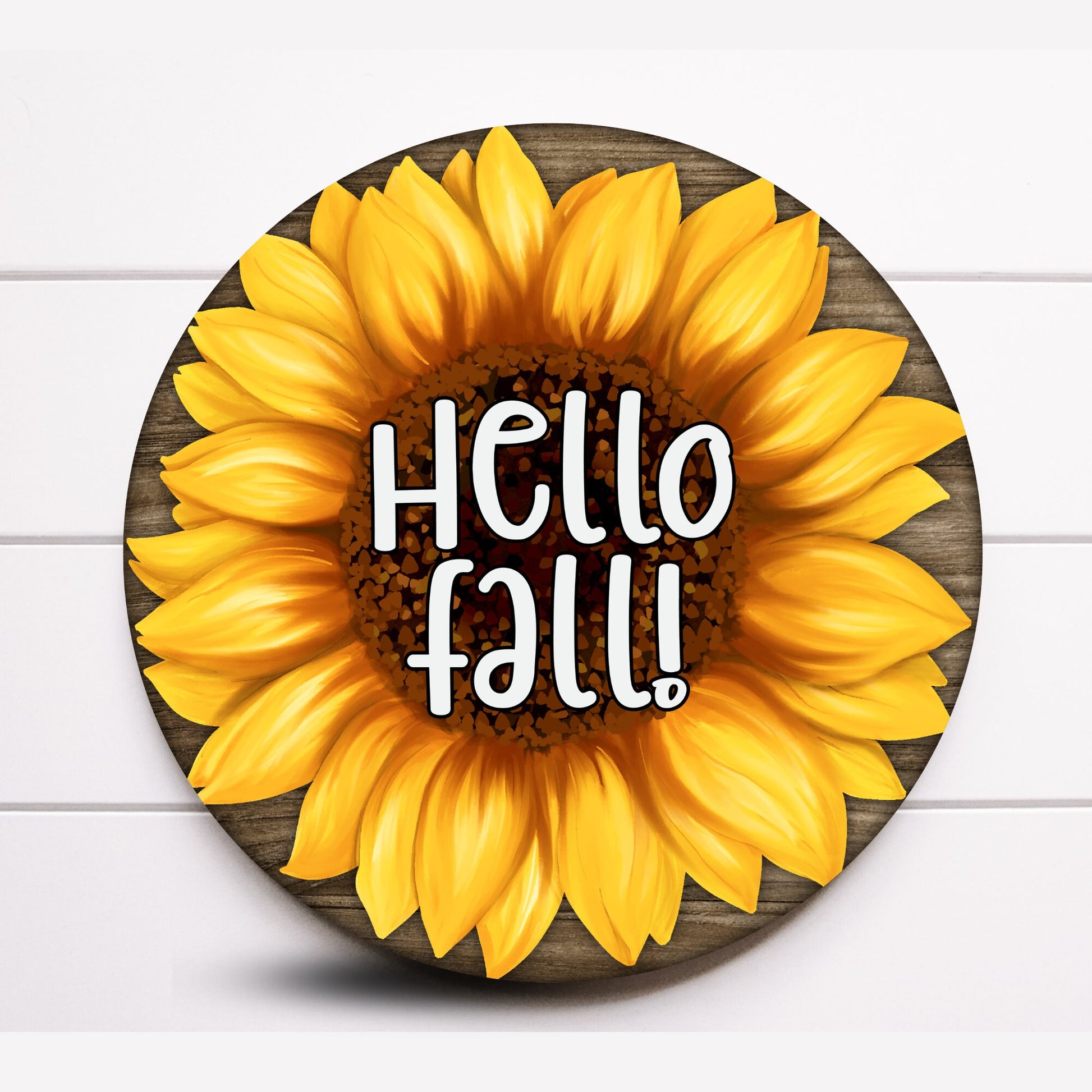 Wreath Sign, Hello Fall Sunflower Wreath Sign, Door Hanger, Farmhouse Wreath Sign, Sugar Pepper Designs Signs For Wreaths Door Decor