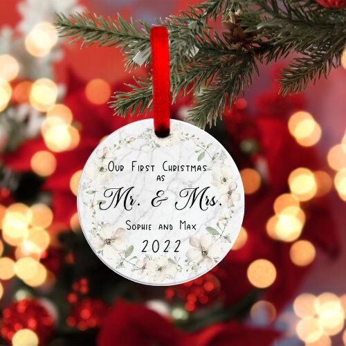 First Christmas Married Ornament 2022, Mr and Mrs Christmas Ornament, Our First Christmas As Ornament, Custom First Year Married 2022