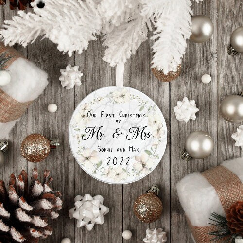 First Christmas Married Ornament 2022, Mr and Mrs Christmas Ornament, Our First Christmas As Ornament, Custom First Year Married 2022