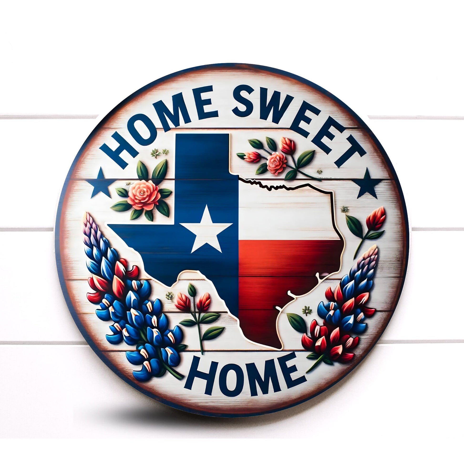 Patriotic 4th of July Round Wreath Sign, Texas Bluebonnet 4th of July Wreath Sign, Sugar Pepper Designs, Sign For Wreath, Door Decor