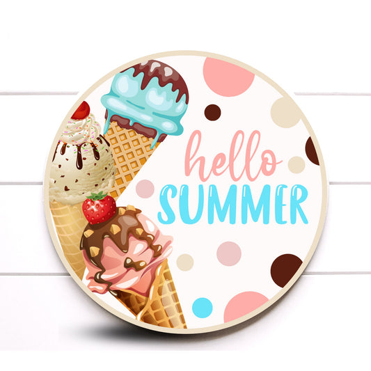 Wreath Sign, Ice Cream Wreath Sign, Summer Ice Cream Cone Wreath Sign, Sugar Pepper Designs Sign For Wreath Door Decor