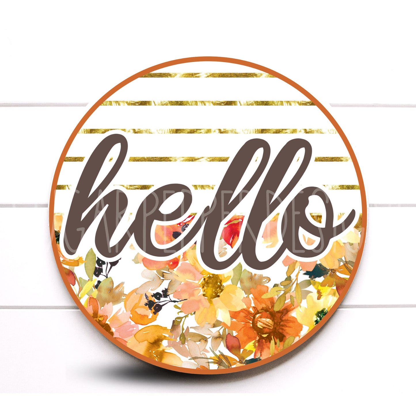 Wreath Sign, Round Metal Hello Colorful Floral Everyday Wreath Sign, Sugar Pepper Designs, Sign For Wreath, Door Decor