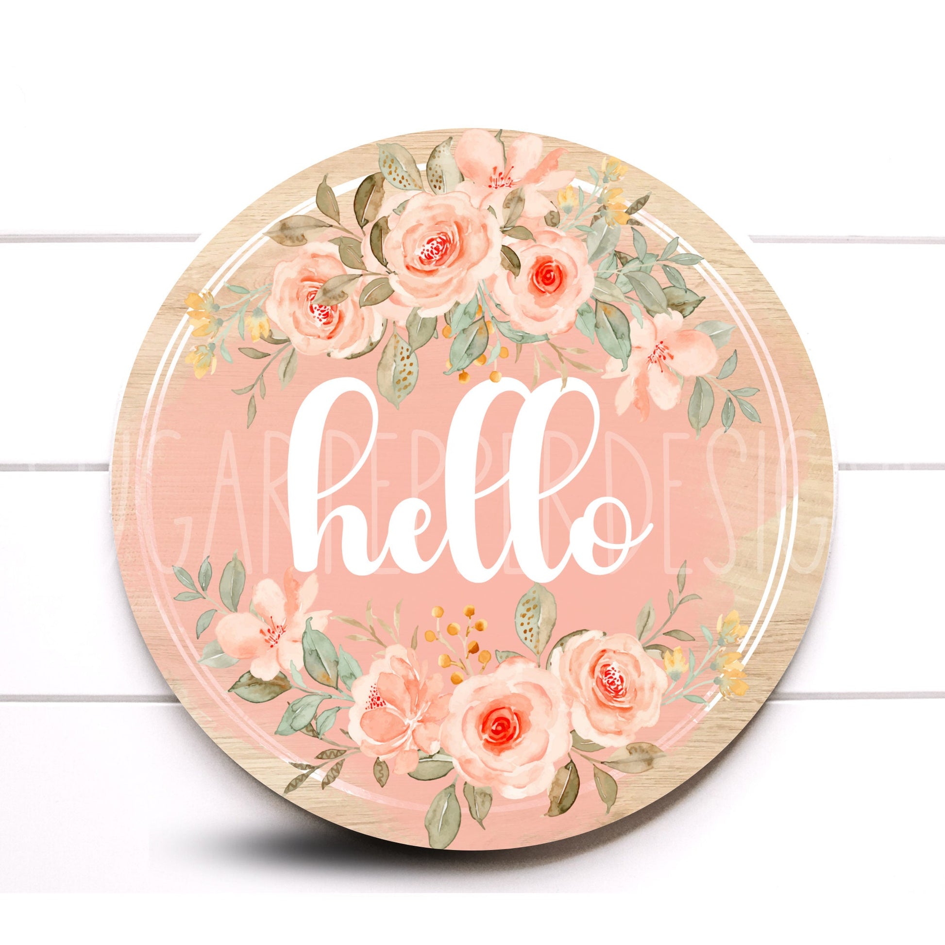 Wreath Sign, Peach Rose Wreath Sign, Hello Rose Wreath Sign, Sugar Pepper Designs, Sign For Wreath, Door Decor