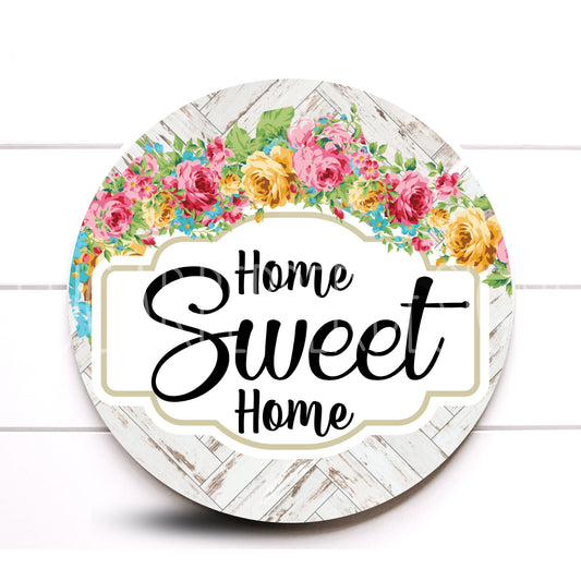 Wreath Sign, Round Home Sweet Home Floral Everyday Wreath Sign, Sugar Pepper Designs, Sign For Wreath, Door Decor