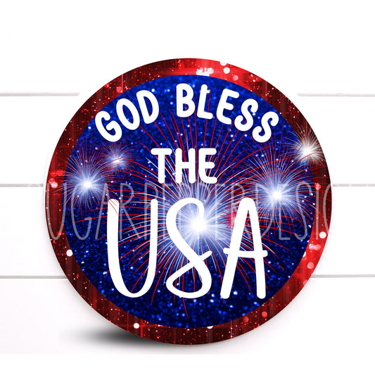 Wreath Sign, God Bless the USA Round Patriotic Wreath Sign, Summer Wreath Sign, Sugar Pepper Designs, Door Decor, Sign For Wreath