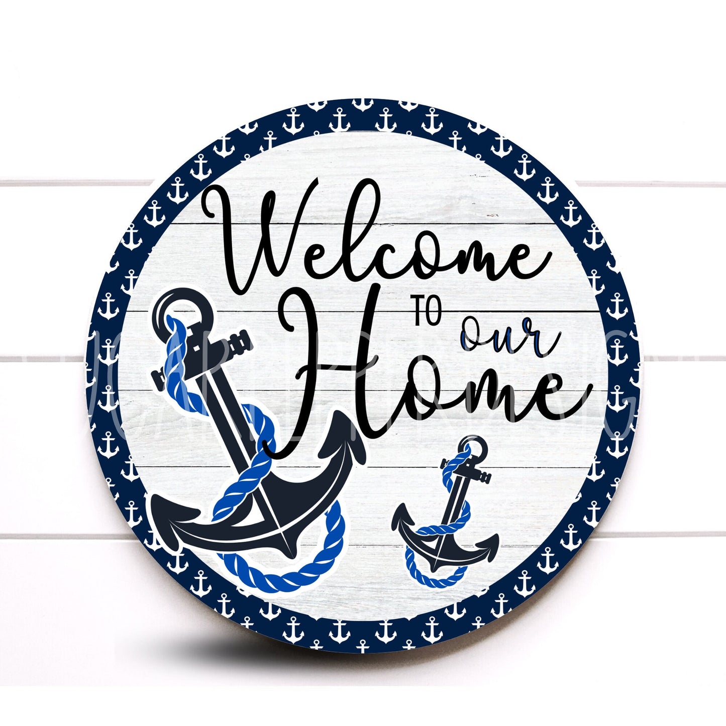 Nautical Wreath Sign, Anchor Wreath Sign, Lake Wreath Sign, Metal Wreath Sign, Aluminum Sign,Sugar Pepper Designs, Sign For Wreath