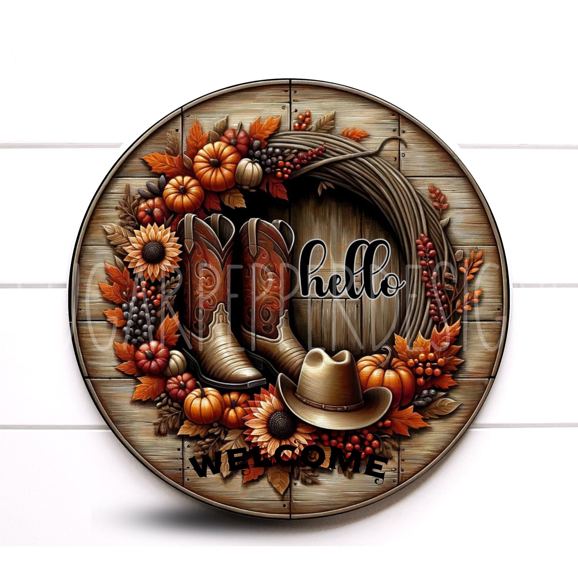 Fall Wreath Sign, Western Cowboy Boots Autumn Wreath Sign, Sugar Pepper Designs, Sign For Wreath, Thanksgiving Supplies