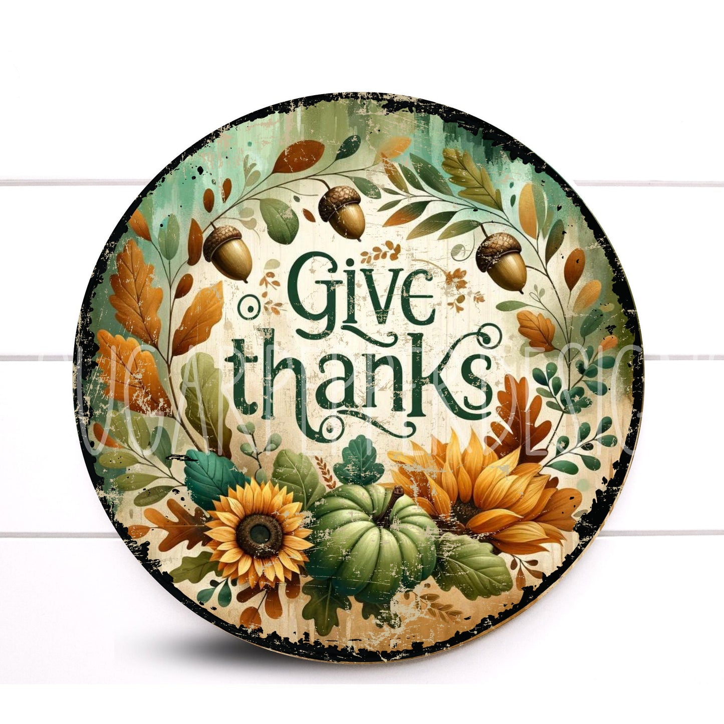 Wreath Sign, Fall Wreath Sign, Give Thanks Round Metal Wreath Sign, Sugar Pepper Designs, Sign For Wreath, Thanksgiving Supplies