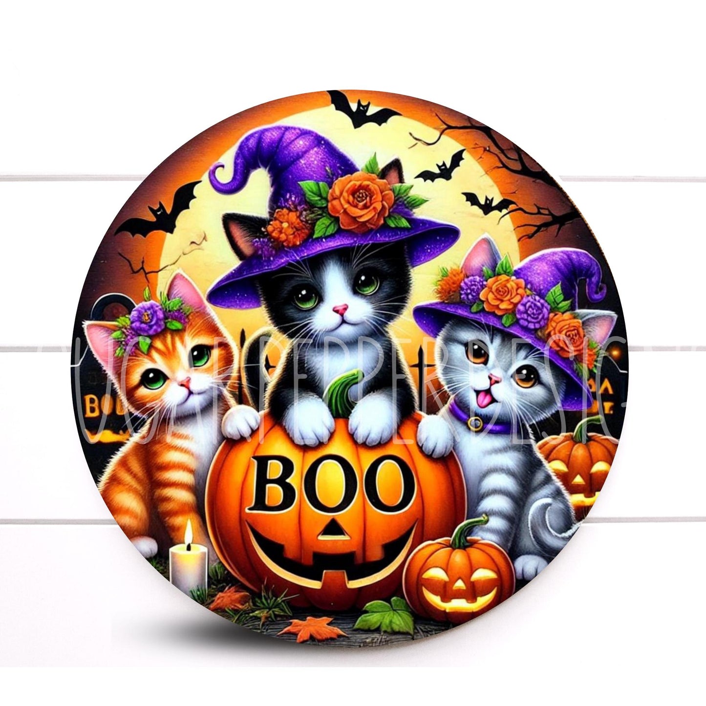 Wreath Sign, Boo Halloween Wreath Sign, Black Cat Wreath Sign, Halloween Wreath Sign, Sign For Wreath