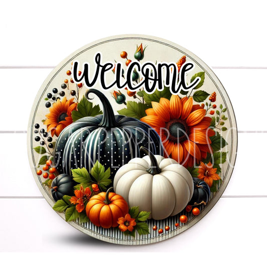 Wreath Sign, Welcome Fall Pumpkin Wreath Sign, Fall Wreath Sign, Pumpkin Wreath Sign, Sugar Pepper Designs, Sign For Wreath