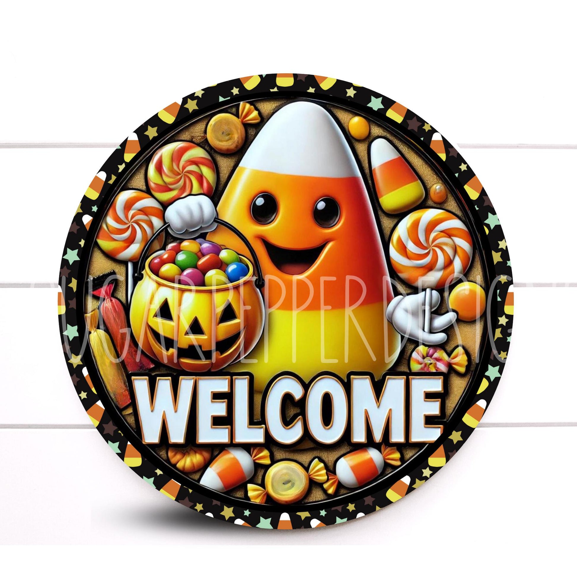 Wreath Sign, Halloween Wreath Sign, Candy Corn Monster Wreath Sign, Halloween Wreath Sign, Sign For Wreath