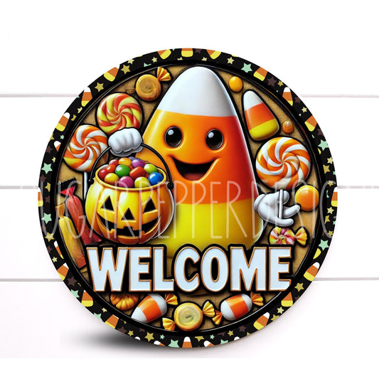 Wreath Sign, Halloween Wreath Sign, Candy Corn Monster Wreath Sign, Halloween Wreath Sign, Sign For Wreath