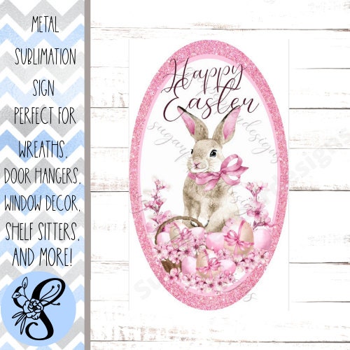 Oval Happy Easter Wreath Sign, Bunny Wreath Sign, Christian Wreath Sign, Religious Wreath Sign, Sugar Pepper Designs, Sign For Wreath