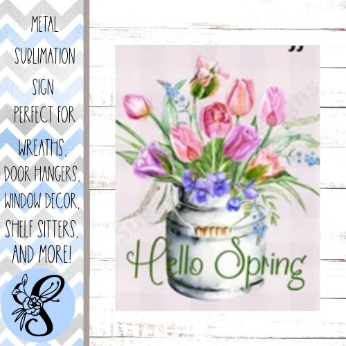 Wreath Sign, Hello Spring Wreath Sign, Sugar Pepper Designs Sign For Wreath Door Decor