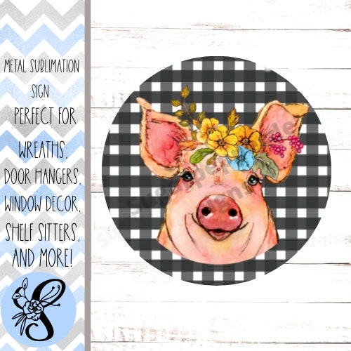 Wreath Sign, Round Wreath Sign, Pig Wreath Sign, Sugar Pepper Designs, Sign For Wreath, Door Decor