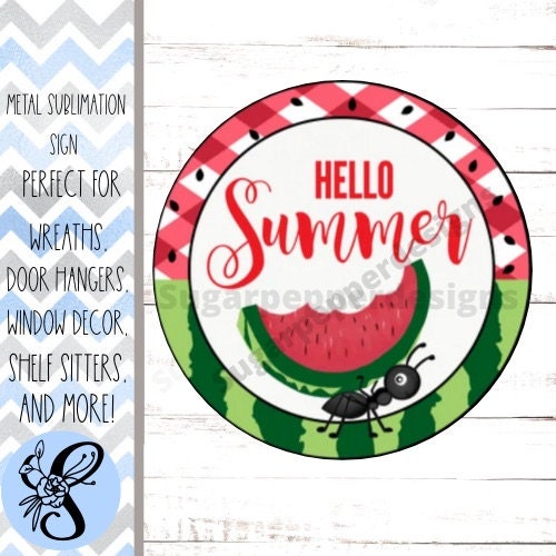 Wreath Sign, Round Wreath Sign, Metal Wreath Sign, Watermelon Wreath Sign, Sugar Pepper Designs, Sign For Wreath, Door Decor