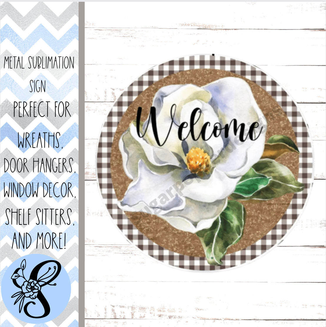 Wreath Sign, Magnolia Welcome Round Everyday Wreath Sign, Sugar Pepper Designs, Sign For Wreath, Door Decor