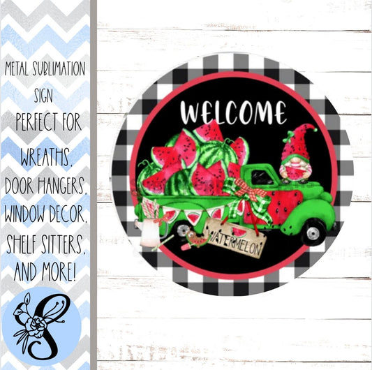 Wreath Sign, Watermelon Wreath Sign, Round Wreath Sign, Metal Wreath Sign, Sugar Pepper Designs, Sign For Wreath, Door Decor