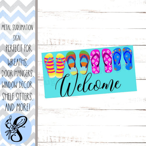 Welcome Flip Flop Wreath Sign, Spring And Summer Wreath Signs, Outdoor Patio Decoration, Beach And Lake House Door Decor, Craft Supplies