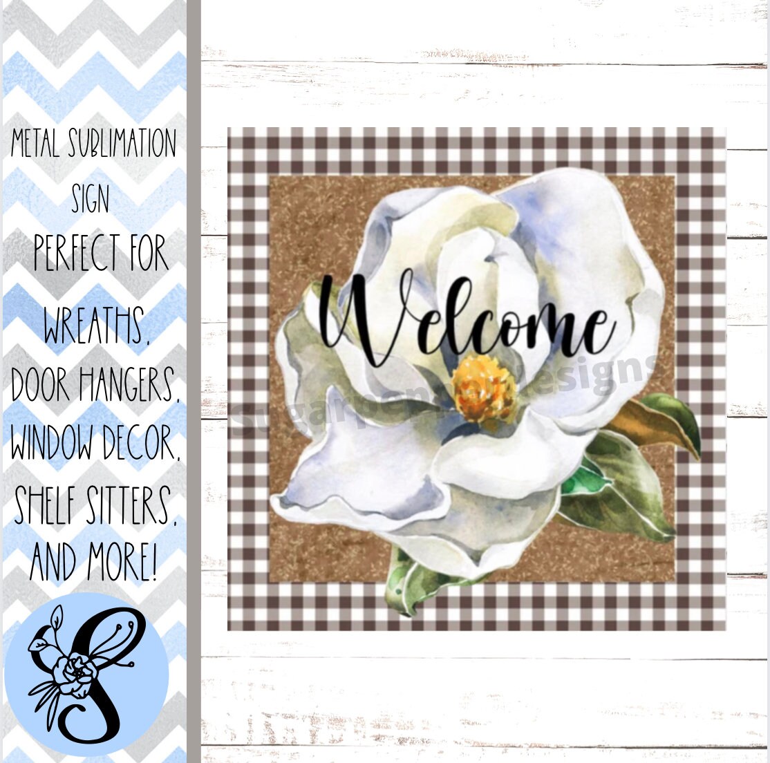 Wreath Sign, Magnolia Welcome Everyday Wreath Sign, Sugar Pepper Designs, Sign For Wreath, Door Decor