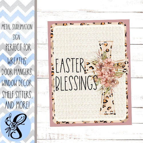 Easter Blessings Wreath Sign, Cross Wreath Sign, Christian Wreath Sign, Religious Sign, Sugar Pepper Designs, Sign For Wreath, Door Decor