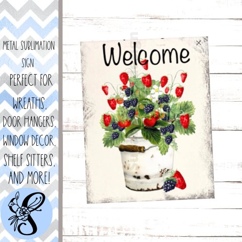 Wreath Sign, Strawberry Wreath Sign, Blueberry Wreath Sign, Sugar Pepper Designs, Sign For Wreath, Door Decor