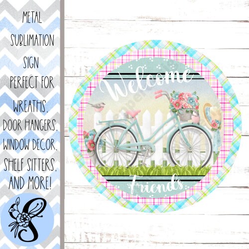 Wreath Sign, Round Wreath Sign, Bicycle Sign for Wreaths, Wreath Signs, Bicycle Welcome Signs, Sugar Pepper Designs, Wreath Embellishment