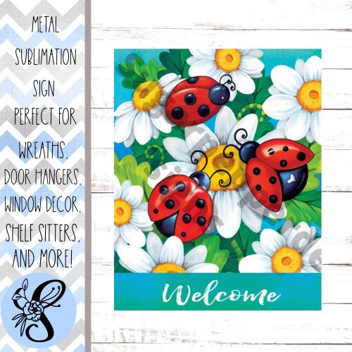 Wreath Sign, Ladybug Wreath Sign, Daisy Wreath Sign, Sugar Pepper Designs, Sign For Wreath, Spring Wreath Sign