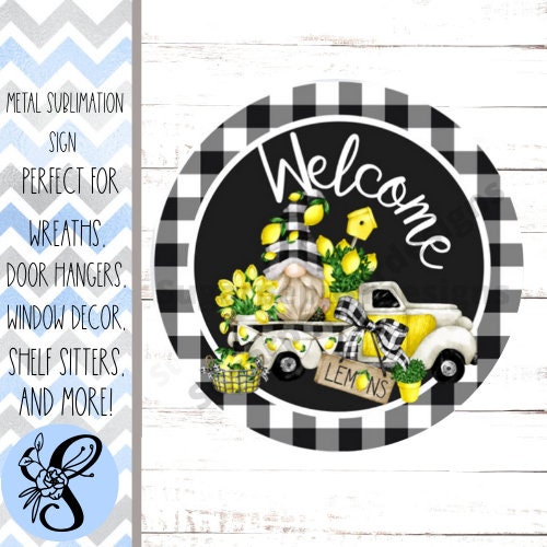 Wreath Sign, Lemon Wreath Sign, Gnome Wreath Sign, Sugar Pepper Designs, Door Decor, Sign For Wreath